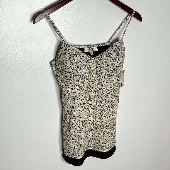 Vintage Lei Y2K Tank Top Women Large Cream Ditsy Floral Coquette Fairy Deadstock - Picture 2 of 10